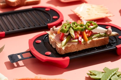 Lekue Microwave Grill, Sandwich Maker, Panini Press, 10 In X 5.7 In In, Red In Red
