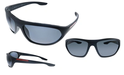 Shop Prada Ps 18us 1bo5z1 Wrap Polarized Sunglasses In Blue