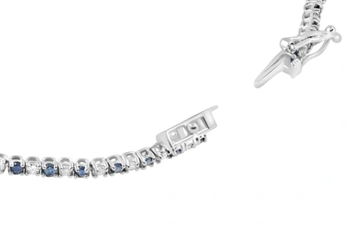 Shop Pompeii3 2ct Blue Sapphire & Diamond Genuine Tennis Bracelet 14k White Gold