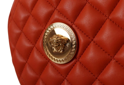 Shop Versace Nappa Leather Medusa Round Crossbody Women's Bag In Orange