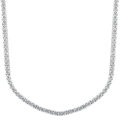 Shop Pompeii3 Huge 23 Ct Moissanite Tennis Necklace 14k White Gold 18" In Silver