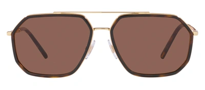 Shop Dolce & Gabbana Dg G2285 02/73 Navigator Sunglasses In Brown