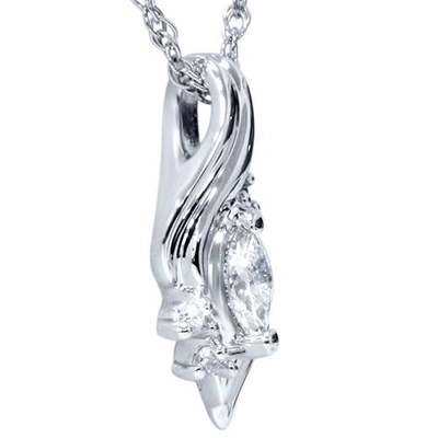 Pompeii3 1/5ct Marquise Fancy Diamond Solitaire Accent Pendant 14k White Gold In Silver