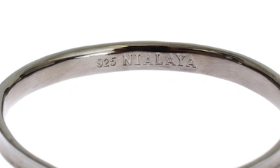 Shop Nialaya Rhodium 925 Bangle Women's Bracelet In Grey
