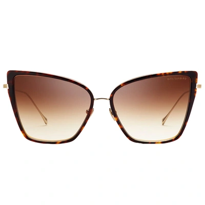 Shop Dita Sunbird Dt 21013-b-trt-gld-59-z Womens Cat-eye Sunglasses In Brown