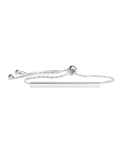 Sterling Forever Rhodium Plated Plated Inspirational Bar Slider Bracelet In Silver