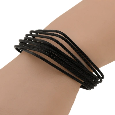 Shop Alor Stainless Steel Black Cable Loops Stationary Bracelet