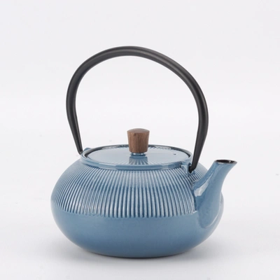 Minimal Enameled Cast Iron Teapot - Line In Multi