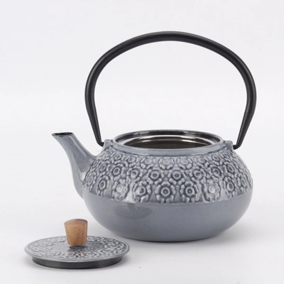 Minimal Enameled Cast Iron Teapot - Line In Multi