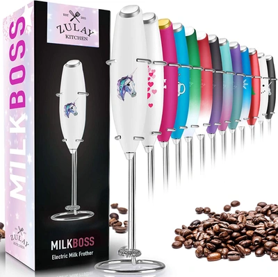 Zulay Kitchen Powerful Milk Frother For Coffee With Upgraded Titanium Motor In White