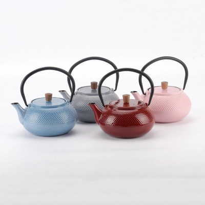 Minimal Enameled Cast Iron Teapot - Line In Multi