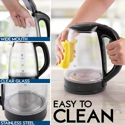 Zulay Kitchen Electric Glass Kettle Water Boiler With Auto Shut-off And Boil-dry Protection In Black