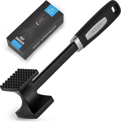 Zulay Kitchen Dual-sided Meat Mallet Tenderizer With Comfort-grip Handle In Black