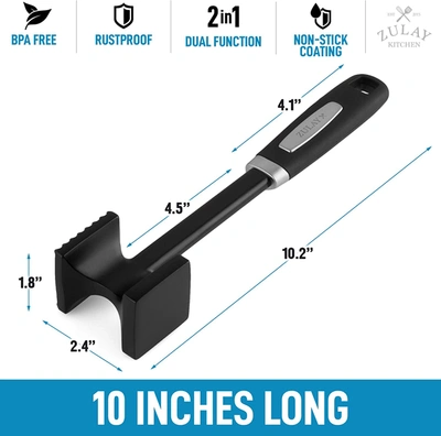 Zulay Kitchen Dual-sided Meat Mallet Tenderizer With Comfort-grip Handle In Black