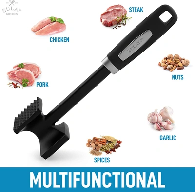 Zulay Kitchen Dual-sided Meat Mallet Tenderizer With Comfort-grip Handle In Black