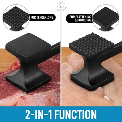 Zulay Kitchen Dual-sided Meat Mallet Tenderizer With Comfort-grip Handle In Black