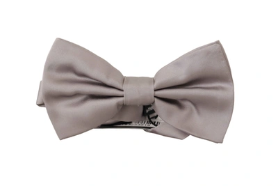 Shop Dolce & Gabbana Solid  100% Silk Neck Adjustable Papillon Men's Tie In Grey