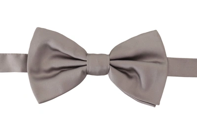 Shop Dolce & Gabbana Solid  100% Silk Neck Adjustable Papillon Men's Tie In Grey