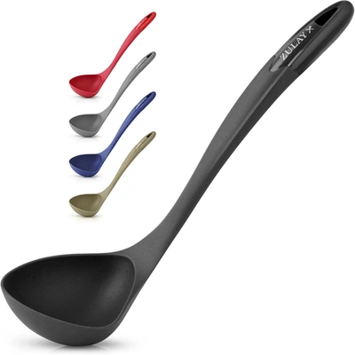 Zulay Kitchen Comfort Grip Soup Spoon, Cooking And Serving Ladle In Black
