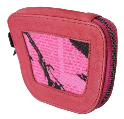 Shop Pinko O Suede Printed Coin Holder Women Fabric Zippe Women's Purse In Pink
