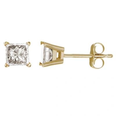 Shop Vir Jewels 1.60 Cttw Princess Cut Diamond Stud Earrings 14k Yellow Gold 4 Prong With Push Backs In Silver