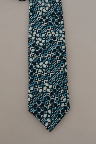Shop Dolce & Gabbana Circle Fantasy Print Silk Adjustable Accessory Men's Tie In Blue