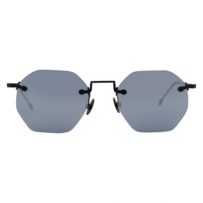 Shop John Varvatos Rimless Octagon Sunglasses V526 Matte-black Matte Black 49mm 526 In Blue