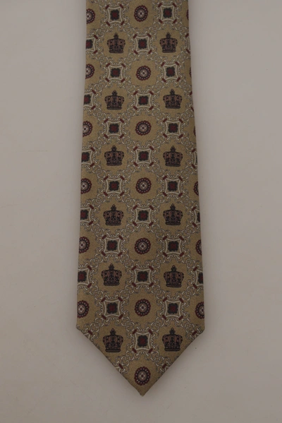 Shop Dolce & Gabbana Fantasy Print Silk Adjustable Neckmen's Accessory Men's Tie In Brown