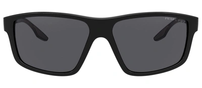 Shop Prada Ps 02xs 1ab02g Wrap Polarized Sunglasses In Grey