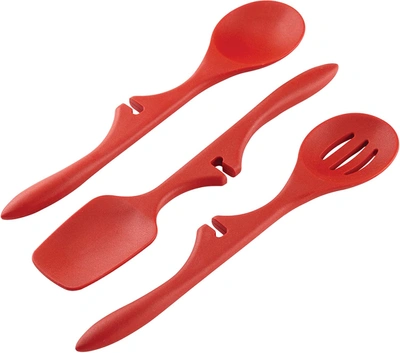 Shop Rachael Ray Nonstick Utensils/lazy Spoonula, Solid And Slotted Spoon, 3 Piece Set, Red