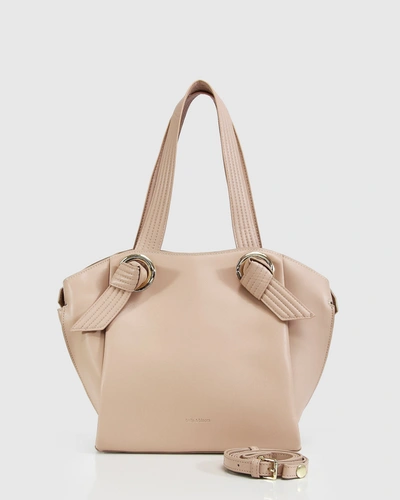 Shop Belle & Bloom Heart Of Gold Leather Shoulder Bag - Latte In Beige