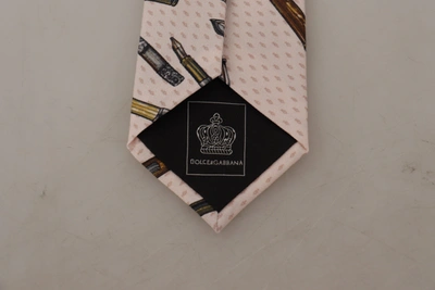 Shop Dolce & Gabbana Pen Dots Print 100% Silk Adjustable Neck Accessory Men's Tie In Pink