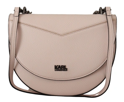 Shop Karl Lagerfeld Mauve Leather Shoulder Women's Bag In Beige