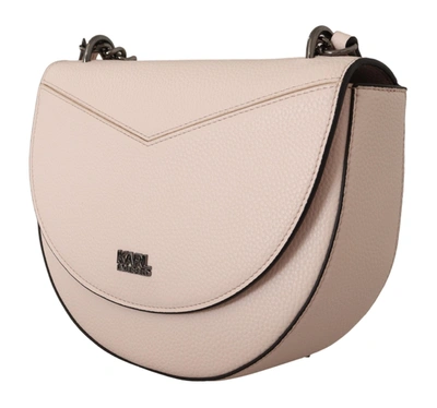 Shop Karl Lagerfeld Mauve Leather Shoulder Women's Bag In Beige