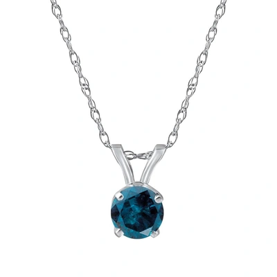 Pompeii3 1/4ct Blue Diamond Solitaire White Gold Pendant In Blue
