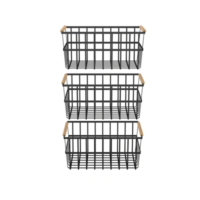 Shop Oceanstar Metal Wire Organizer Bin Basket With Handles, Set Of 3, Black