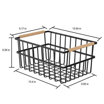 Shop Oceanstar Metal Wire Organizer Bin Basket With Handles, Set Of 3, Black