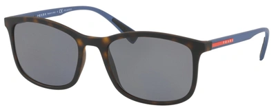 Shop Prada Linea Rossa 01ts Rectangle Polarized Sunglasses In Grey