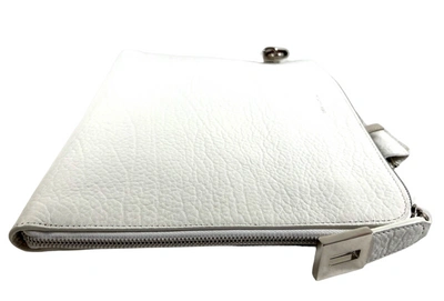 Shop Michael Kors Rompton Genuine Leather Portfolio Clutch Ipad Case In White