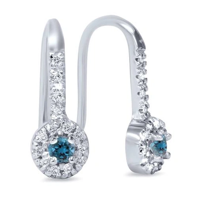 Shop Pompeii3 1/4ct Treated Blue & White Diamond Drop White Earrings 14k White Gold