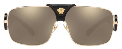 Shop Versace 2207q Rectangle Sunglasses In Beige