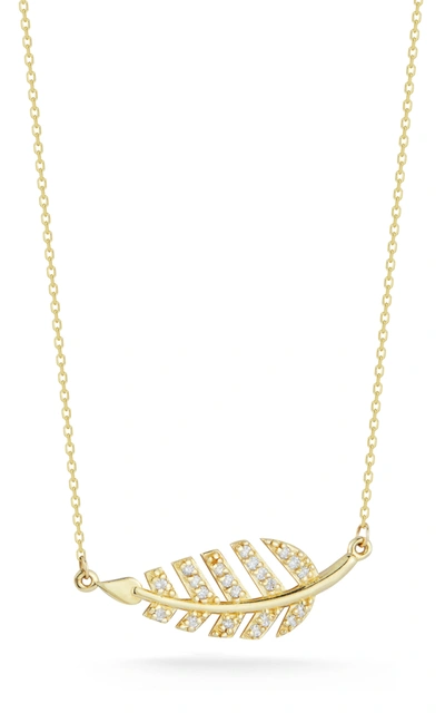 Shop Ember Fine Jewelry 14k Gold & Diamond Leaf Necklace In White