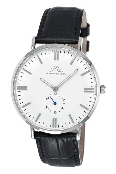 Shop Porsamo Bleu Henry Men's Leather Watch In Black