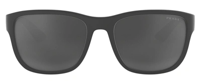Shop Prada Men 01us Rectangle Sunglasses In Grey