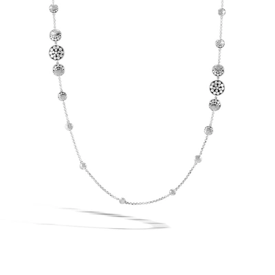 Shop John Hardy Dot Moon Phase Long Necklace In Hammered Silver In Black