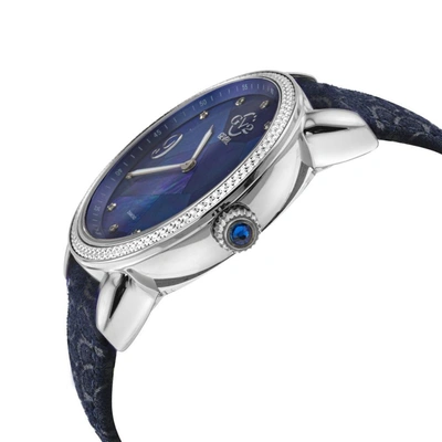 Shop Gv2 Ravenna Women's Watch Blue Mother Of Pearl Dial Blue Suede Embossed Strap
