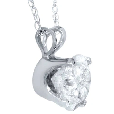 Pompeii3 1 1/2ct Solitaire Diamond Pendant Necklace & 18" Chain Round Cut In Silver