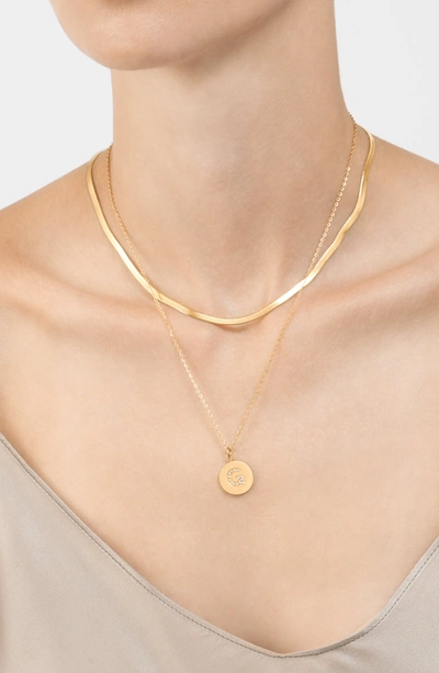 Adornia Initial Circle Disc Necklace Gold In Multi
