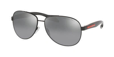 Shop Prada Linea Rossa 0ps 53ps Aviator Polarized Sunglasses In Grey