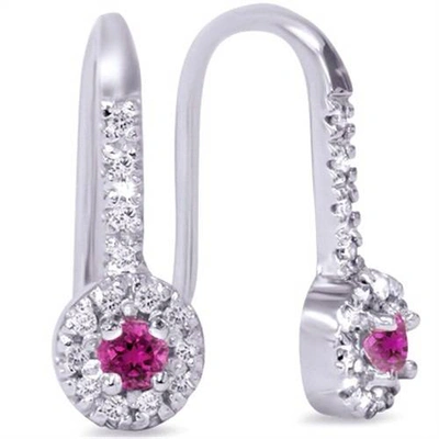 Shop Pompeii3 1/3ct Pink Sapphire & Diamond Drop Earrings 14k White Gold In Purple